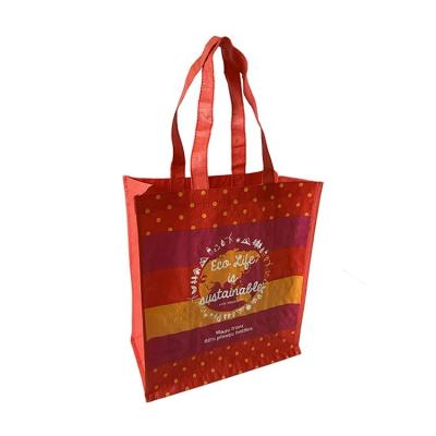 China Handled Eco friendly waterproof pp woven shopping bag recyclable laminated pp woven tote bag for sale