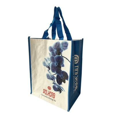 China Recyclable Reusable waterproof pp woven laminated shopping tote bags with custom logos custom printing laminated pp woven shopping bags for sale