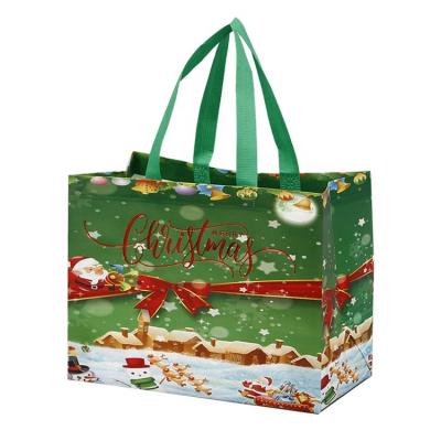 China Recyclable Reusable laminated non woven iridescent gift bag custom christmas non woven bag for sale