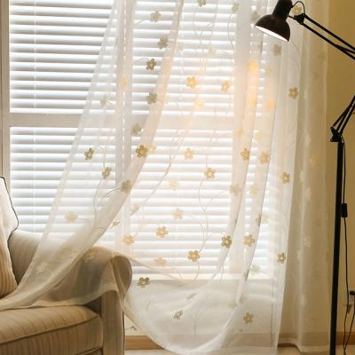 China Wholesale Cheap Semi Sheer Embroidery Small Semi Sheer Floral New Arrival Window Gauze Tulle Tulle Curtain Curtain Home Decor Modern Flower for sale