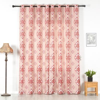 China European luxury fireproof curtain for home office hotel red jacquard living room curtain modern curtain for sale