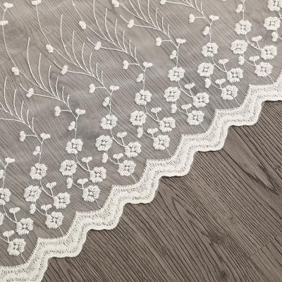 China Nancy Wholesale White Transparent Embroidered flame retardant lace up sheer curtain for living room wedding for sale