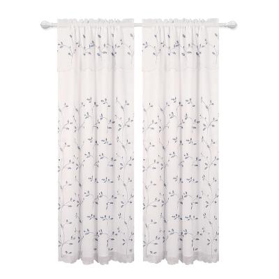 China Nice The Factory Style North America Fireproof Market Embroidered Pattern Sheer Two-Layer Sheer Curtain With Valance for sale