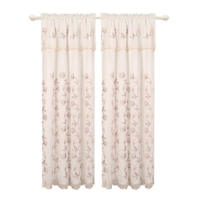 China New flame retardant embroidered sheer with satin backing two layer curtain design lace curtain for sale