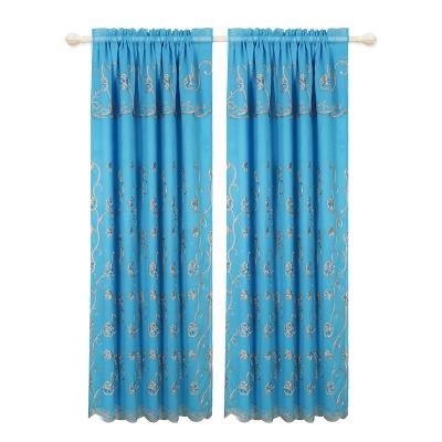 China Modern luxury blue flame retardant window fabric curtain and voile curtain with lining for sale