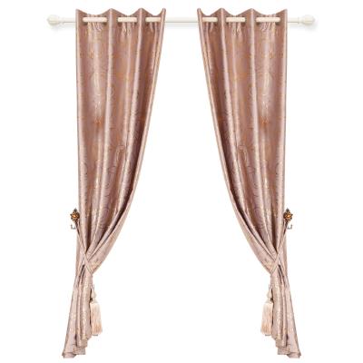 China Fire Retardant Embossed Blackout Curtain Fabric With Print Flocking Aluminum Grommet Curtain Panel Drapes for sale