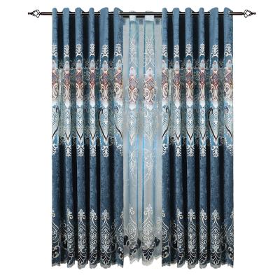 China Fire Retardant High Quality Home Use Flower Embroidery Chenille Curtain Finials For Living Room Bedroom for sale