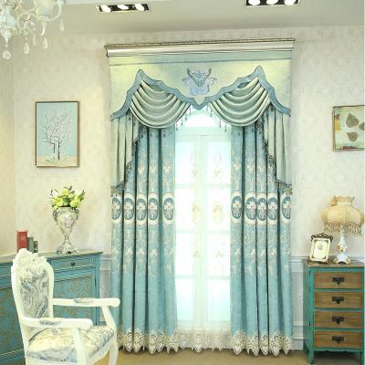 China Modern Green Home Luxury 100% Embroidered Curtain Interesting Thick Soft In Design Flame Retardant Polyester Living Room Window Drapes for sale