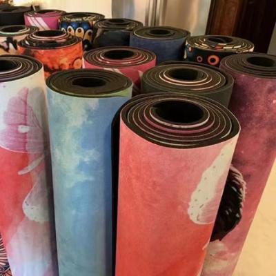 China New Design Anti Slip Suede Fabric High Quality Rubber Yoga Mat Eco Friendly Custom Printing for sale