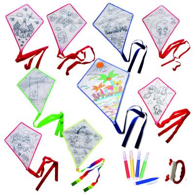 China Cheap Polyester Diamond DIY Kite Kids Graffiti Painting Line Kites for sale