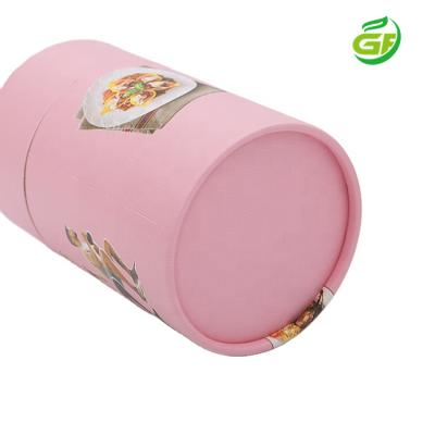 China Recycled Materials Custom Printed Creative Round Paper Tube Mailing Mailing Tube For Food Poster Packaging Cylinder Shaped Pink Paper Jars for sale