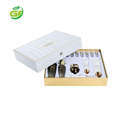 China Recyclable Chinese Factory Custom Lid And Low Cosmetics Packaging Box Skin Care Products Set Box Hardcover Book Essential Oil Gift Box for sale