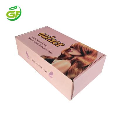 China Recycled materials color aircraft cassette lock ad box design hair set corrugated double-sided special printing paper box wig packing box for sale