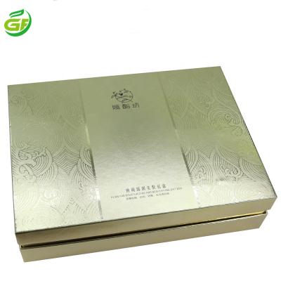 China Recycled Materials Perfect Dress And Makeup Packaging Box With Foam Insert Skin Care Product Gift Box Kit Set Cosmetic Box Gold Luxury Christmas OEM for sale