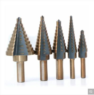 China HSS Co5% Or HSS6542 Factory 2021 Closeout Customized 5PCS Straight Flute Taper Titanium Step Drill Bit for sale