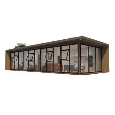 China Modern Hot Sale Customized Wool Wood Prefab Panel Rock Color Door Windows Wall Living Container Glass Villa Villa for sale