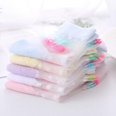 China XZ Antibacterial Summer Ice Stockings Super Thin Crystal Baby Socks Wholesale Cherry Models Socks 2-8 Years Old for sale