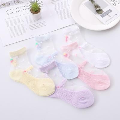 China New XZ antibacterial summer ice stocking baby ultra-thin crystal socks 2-12 years old ballet shoe socks for sale