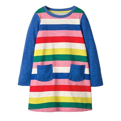 China XZ Breathable Striped Splice Girls' Fashion Dresses Wholesale Princess Long Wrap Skirt In Autumn Children's Skirt for sale