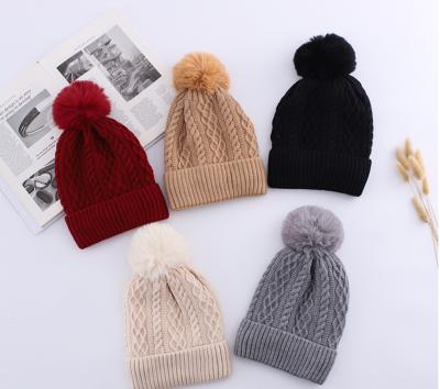 China Winter COMMON Logo Fashion Warm Thicken Ladies Designer Hats Baby Beanie Hats Knitted Skullcap Stylish Custom Hat Knitted Skullcap for sale