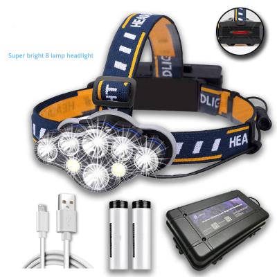 China Super Bright Outdoor Camping LED Headlight With 8*LED Bulbs 5000 Lumen Waterproof Outdoor Headlight LED Light Materials Comfortable To Wear for sale