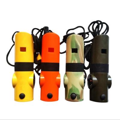 China Portable Multifunctional Camping Survival Compass ABS Whistle Whistle With Magnifier LED Light Thermometer for sale