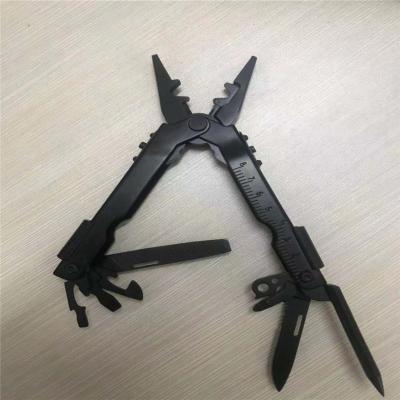 China Wholesale MULTI FUNCTIONAL Black Stainless Steel Portable Portable Folding Pliers With Opener Knife Cutter Screwdriver for sale