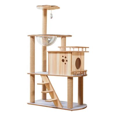 China New Logo and Size Wholesale Stocked Cat Scratching Tree Furniture from Cat Tree Climbing Tower Custom for sale