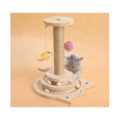 China Eco-friendly Stocked Pet Puzzle Cat Scratcher Interactive Round Cat Scratch Ball Toy for sale