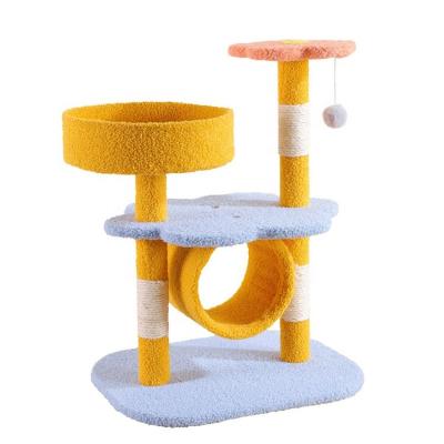 China New Logo and Size Wholesale Stocked Cat Scratching Tree Furniture from Cat Tree Climbing Tower Custom for sale