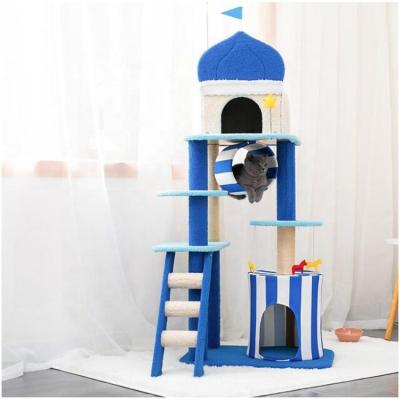 China New Logo and Size Wholesale Stocked Cat Scratching Tree Furniture from Cat Tree Climbing Tower Custom for sale