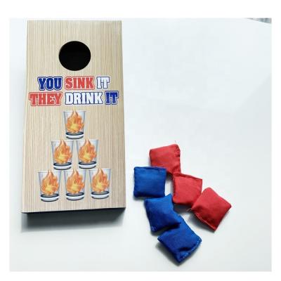 China Hot Selling Mini Wooden Bean Bag Toss Fun Wooden Game Kids Gift Adult Corn Hole Game Set BWTWG045 for sale