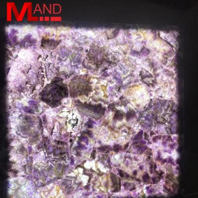 China Luxury Semi Precious Marble Parquet Gemstone Purple Amethyst Slab for sale