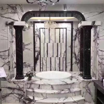 China Modern Lilac Marble Slab White Marble With Purple Veins Polished Book Matched Marble Slabs For Decoration for sale