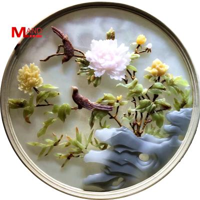 China Floral Design Modern White Stone Onyx Color Craving Carving for sale