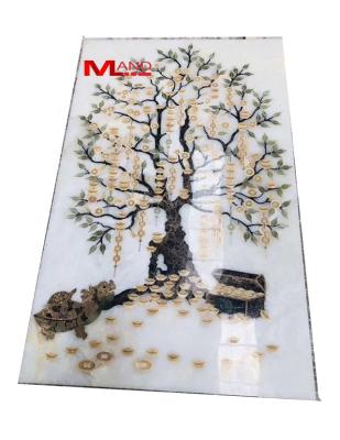 China Beautiful Modern Medallion Design Silver Tree Marble Background for sale