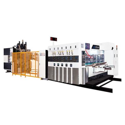 China Industrial Full Automatic Corrugated Package Corrugated Cardboard Folding Cardboard Packaging Printer Machine Slotter Die Cutting Gluing Integrated Machinery for sale