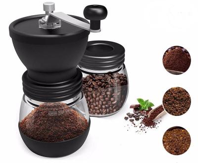 China Outdoor Hand Coffee Grinder With Two Conical Glass Burr Mill Manual Coffee Grinder Adjustable Arrangement for sale