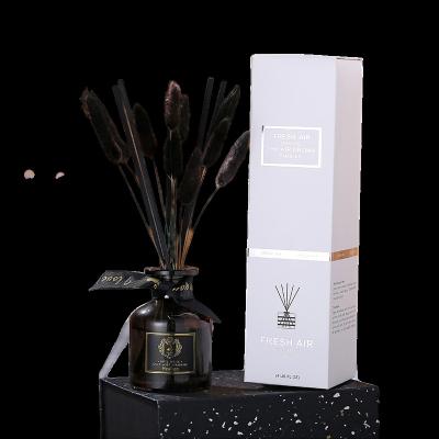 China Wholesale Viable Luxury Tubular Air Room Diffuser Glass Bottle Glass Oil Home Black Reed Diffuser Fragrance Rattan With Sticks Tassel for sale