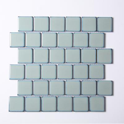 China Wholesales Country Archaize blue green square kitchen and bathroom wall background tile ceramic mosaic floor glazed mosaic for sale