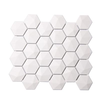 China Wholesales 3d mosaic background wall kitchen bathroom wall tiles oven wall CLASSIC three-dimensional ceramic white mosaic for sale