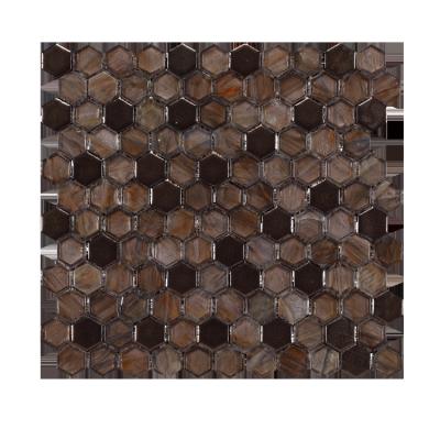 China New Wholesale Chinese Style Cobalt Blue Brown Beige Hexagons Crystal Mosaics Wall Panel Shower Ceramic Wall Panel for sale