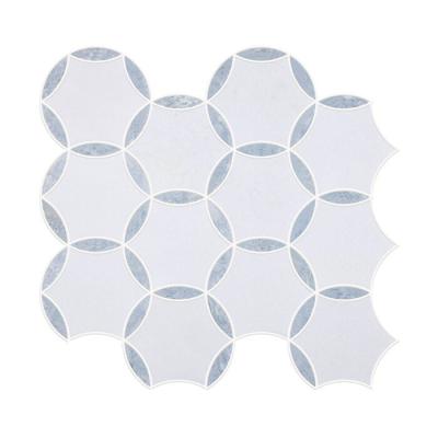 China New Modern Design Hexagon and Triangle Thassos White Marble With Gold Stainless Steel Mosaic Tile Flower Brushed Mosaic Tile for sale