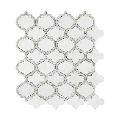 China Modern white mixed kitchen design white flower shape Carrara bianco thassos splash and bathroom wall marble back mosaic tile for sale