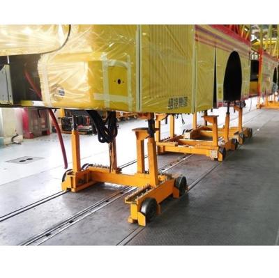 China Chassis Assembly Heavy Duty Rail Trolley Movable Assembly Line Rail Transfer Trolley In Bus Production Line for sale