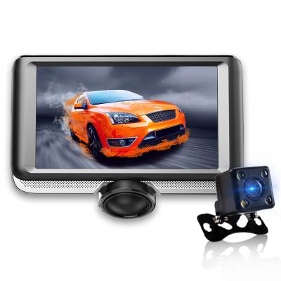 China Driving Recorder 4.5 Inch HD 1080p Screen Car Camera With Dual 360 Degree Lens Car Black Box G-sensor Car DVR for sale