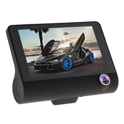 China Waterproof Three Cameras 4inch 3 Lens Car DVR 1080P Auto Camera Black Box Car Dash Camera Simultaneously Recording Triple Cam for sale