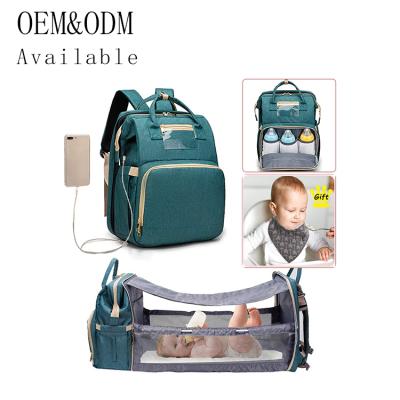 China Waterproof Maternity Backpack Customized Mummy Bag Mama Diaper Bags Foldable Baby Diaper Bag Backpack Bed With Changing Station for sale