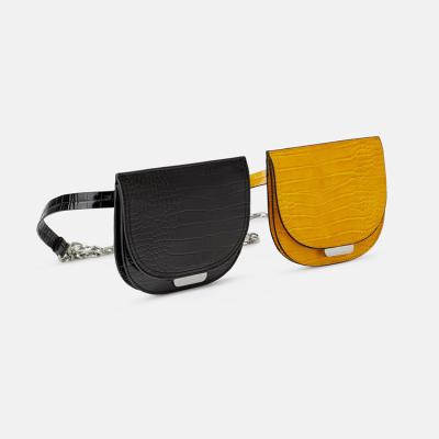 China Luxury Custom Logo Water Smell Proof Fake Croc Proof Leather Lady Fashion Belt Waist Bag Yellow Pussy Pack for sale