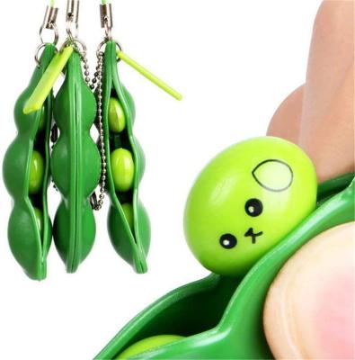 China Funny Educational Fidget Toys, Movable Chain Toy Edamame Stress Relief Anti-Anxiety Key Green Soy Squeeze-a-Bean Bean Fidget Fun Toy for sale